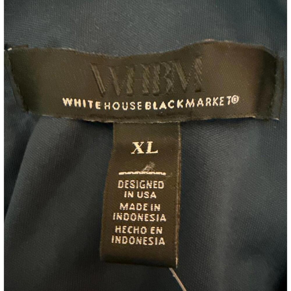 White House Black Market deep teal velvet type dress shirt - Picture 5 of 7